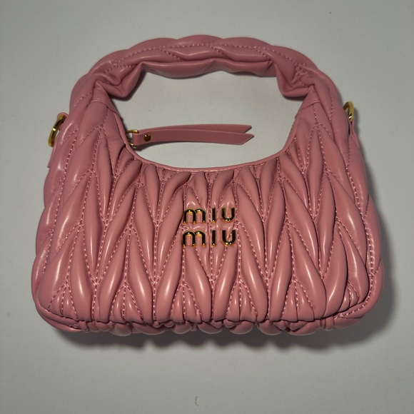 Miu Miu Handbags - Miu Miu Pink Matelassé Mini Bag with Gold Hardware